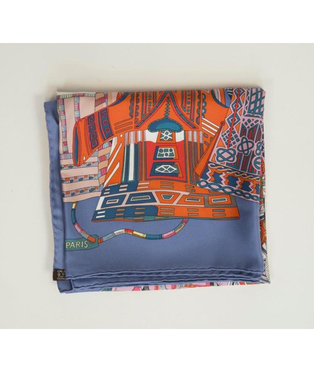 HERMES Голубой шелковый платок, фото 2