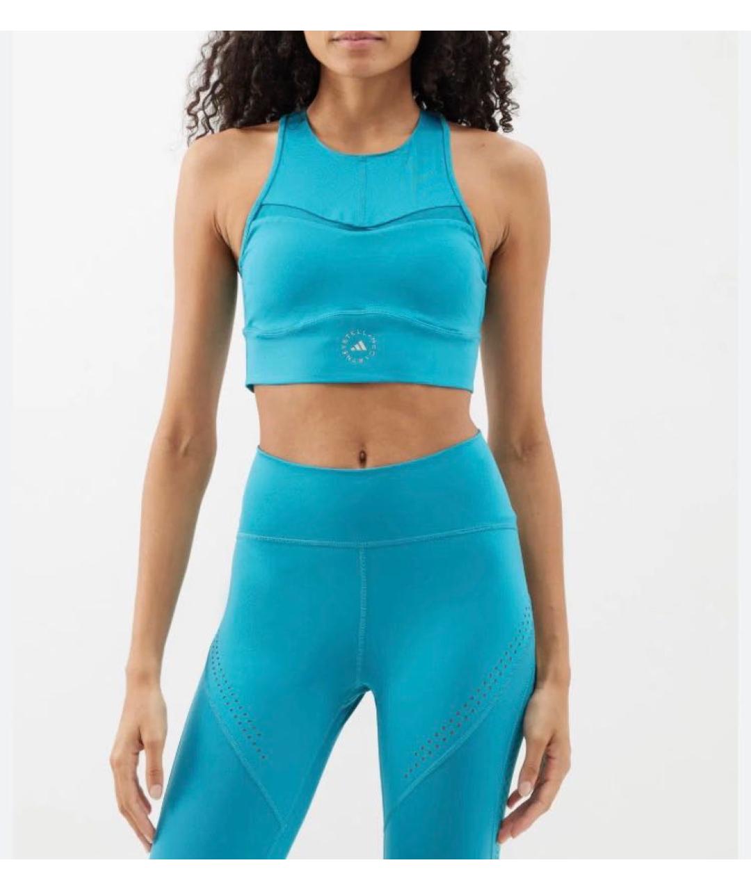 ADIDAS BY STELLA MCCARTNEY Бирюзовая полиэстеровая футболка, фото 2