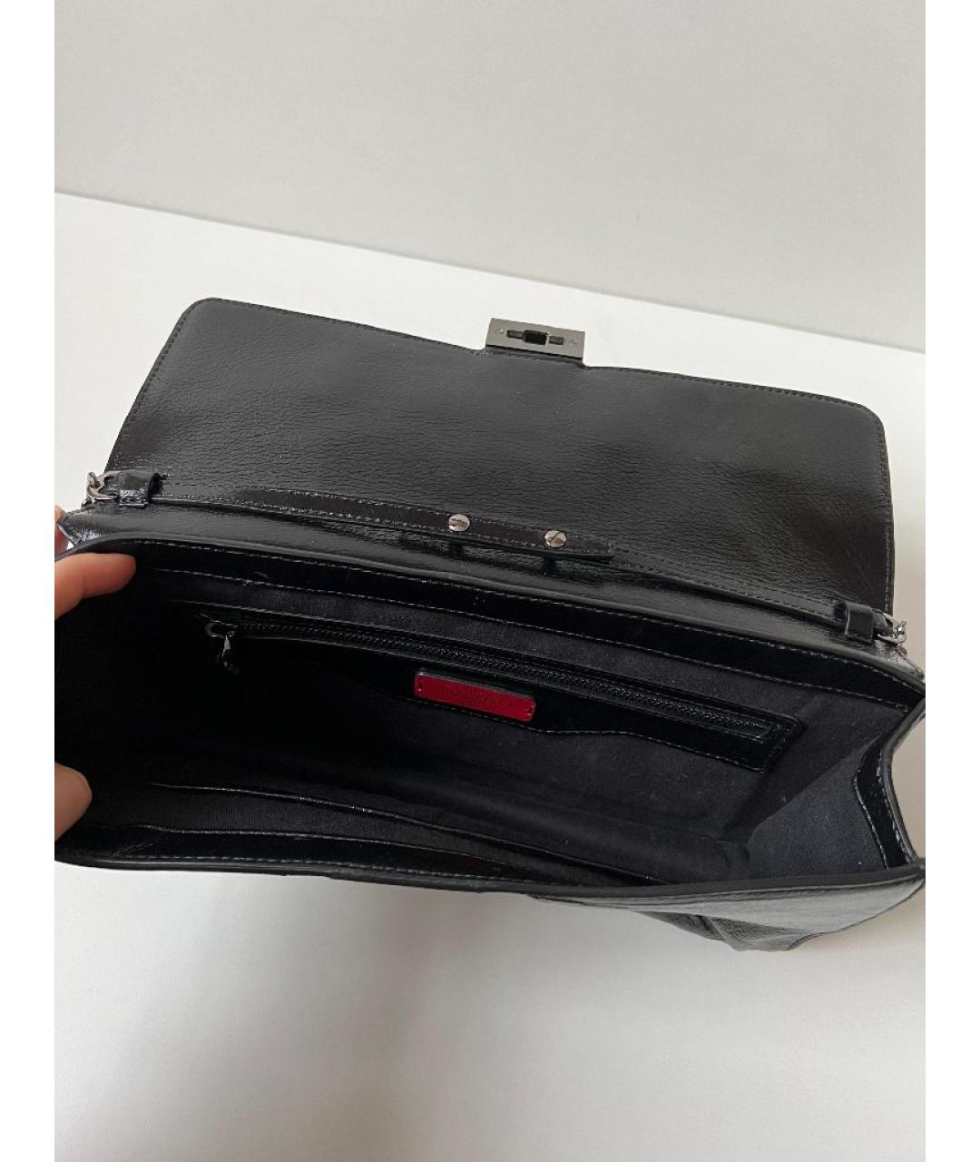 VALENTINO Черная кожаная сумка через плечо, фото 4