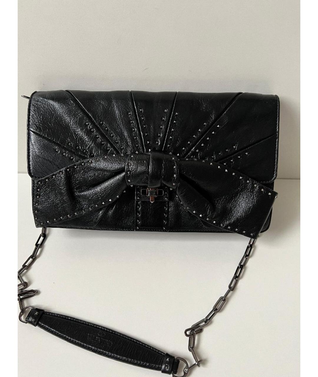 VALENTINO Черная кожаная сумка через плечо, фото 10