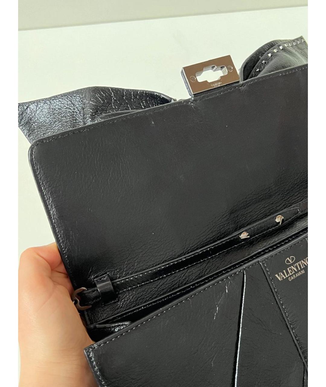 VALENTINO Черная кожаная сумка через плечо, фото 7