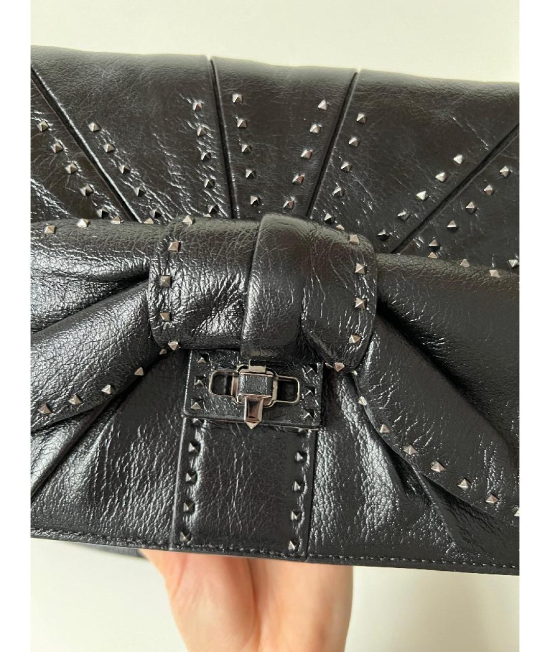 VALENTINO Черная кожаная сумка через плечо, фото 9