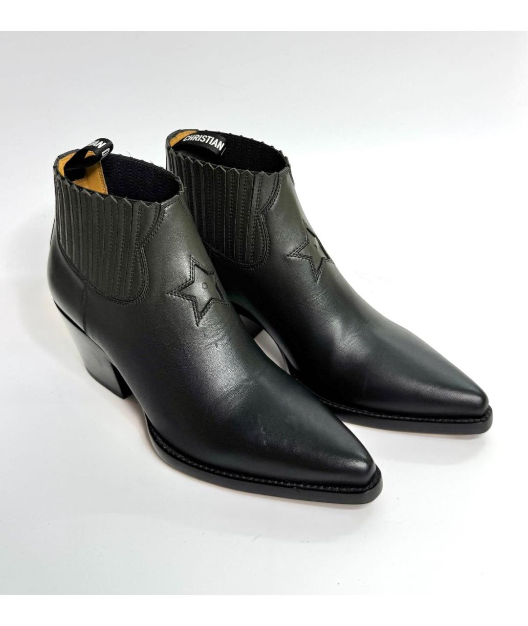 CHRISTIAN DIOR Черные кожаные ботильоны, фото 3