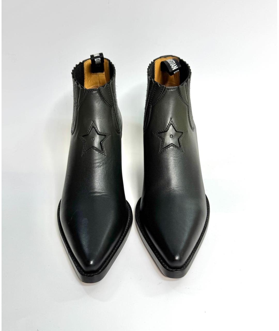 CHRISTIAN DIOR Черные кожаные ботильоны, фото 2