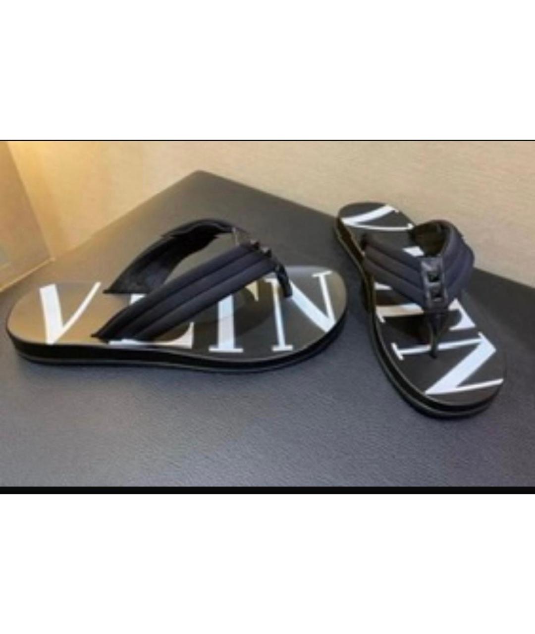 VALENTINO Черные резиновые шлепанцы, фото 4