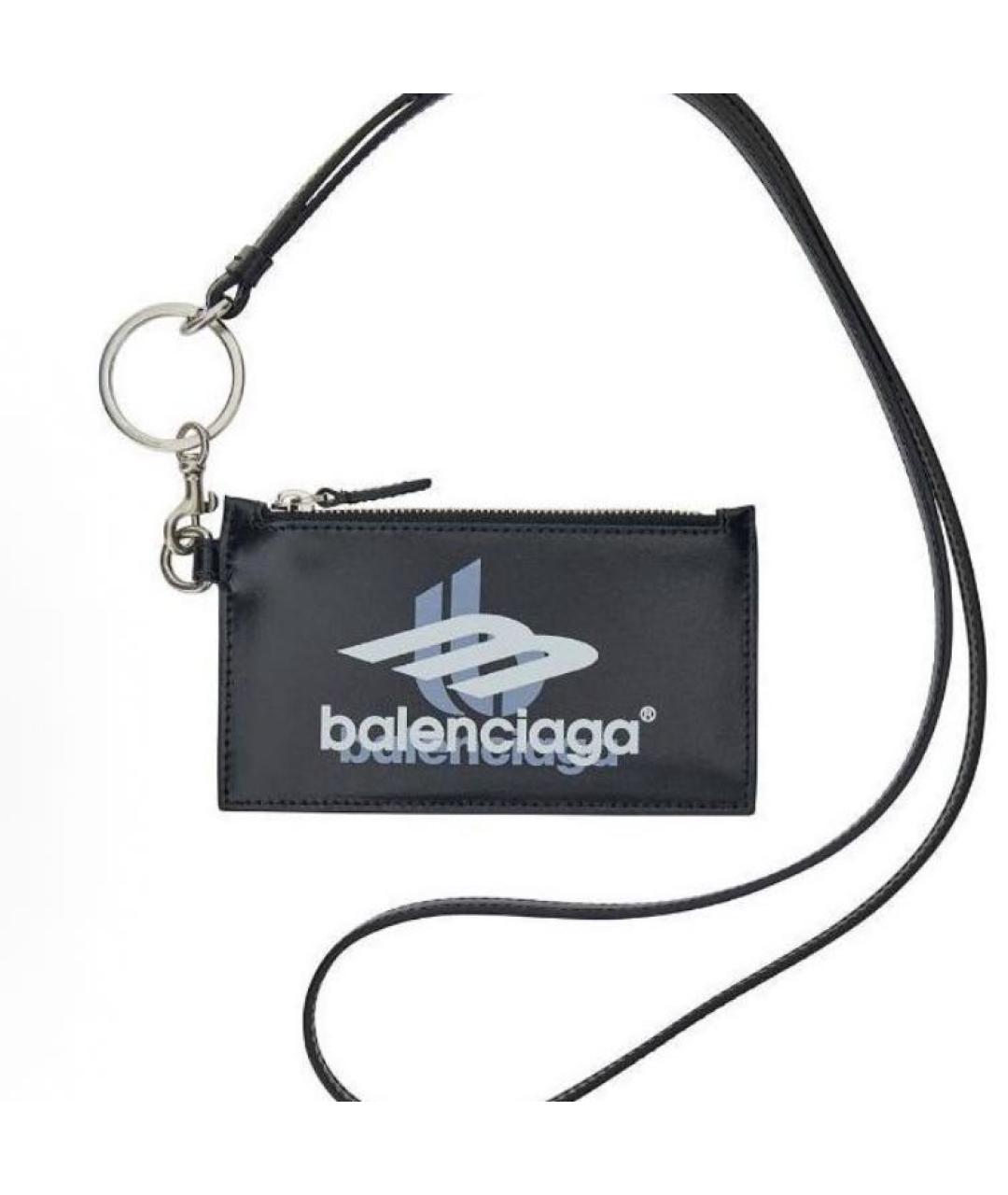 BALENCIAGA Черный кожаный кошелек, фото 5