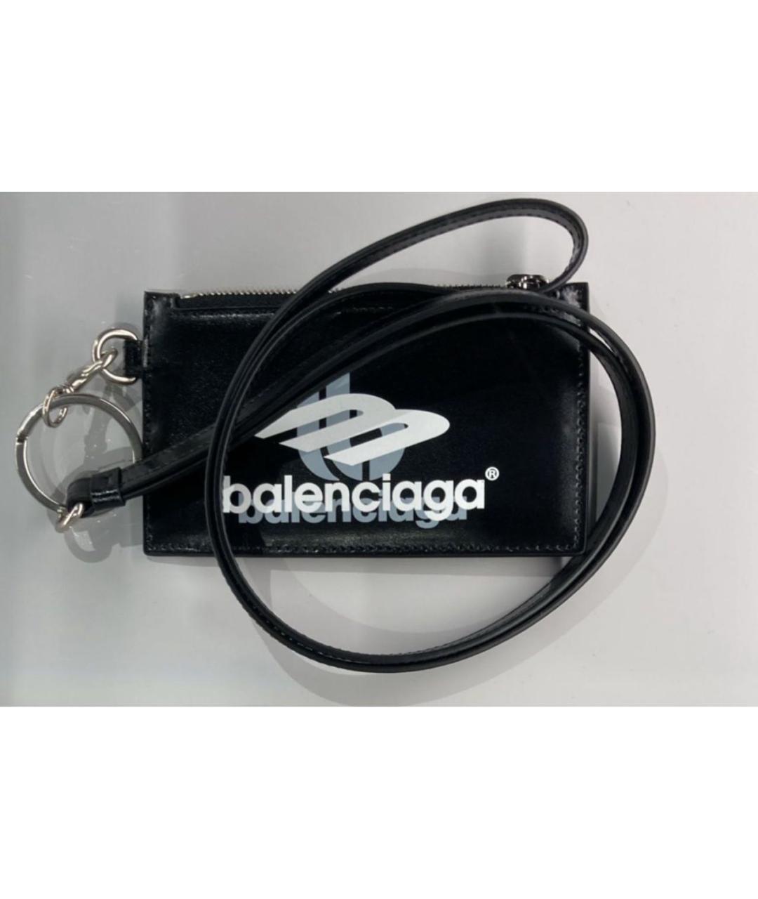 BALENCIAGA Черный кожаный кошелек, фото 4