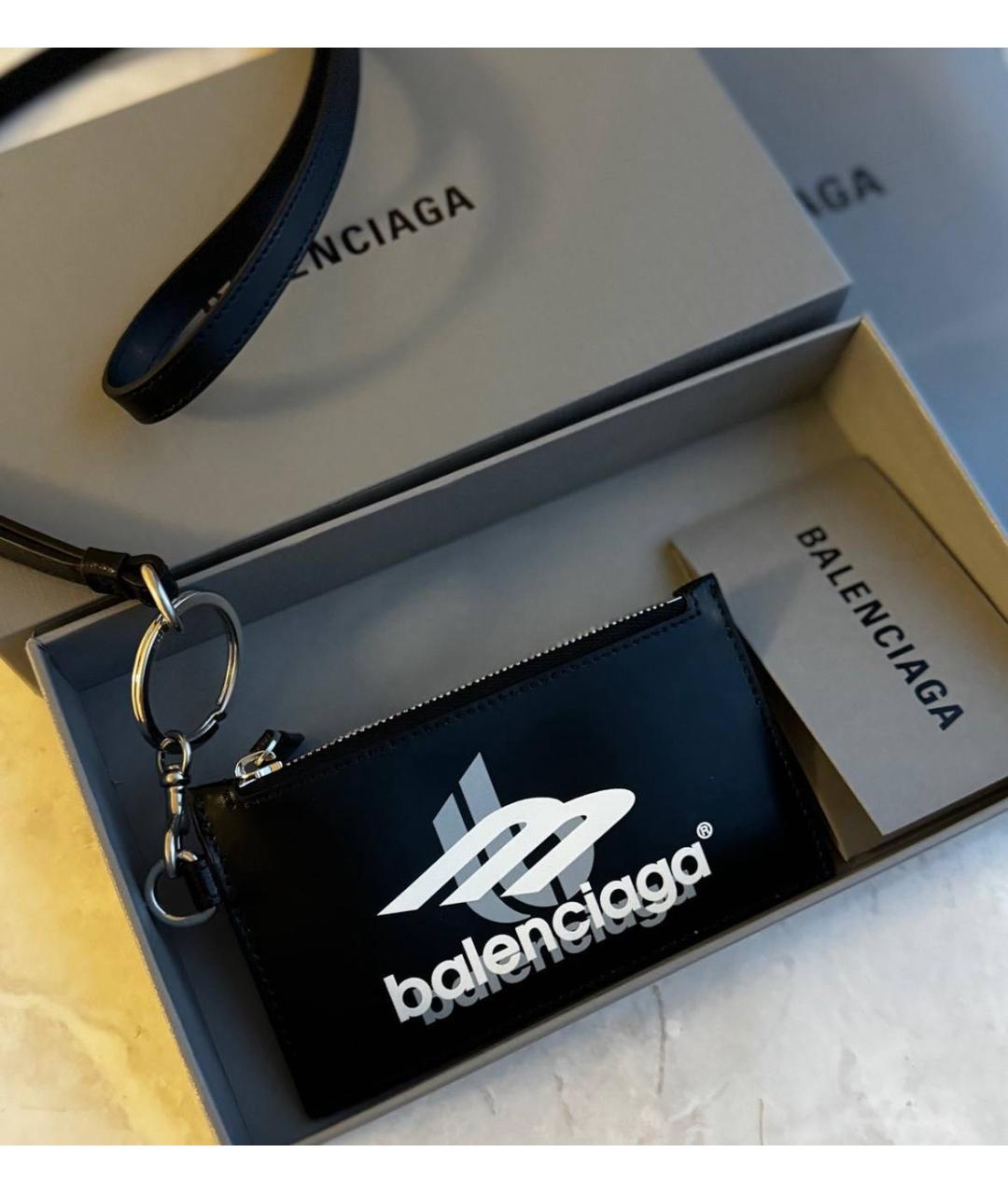 BALENCIAGA Черный кожаный кошелек, фото 3