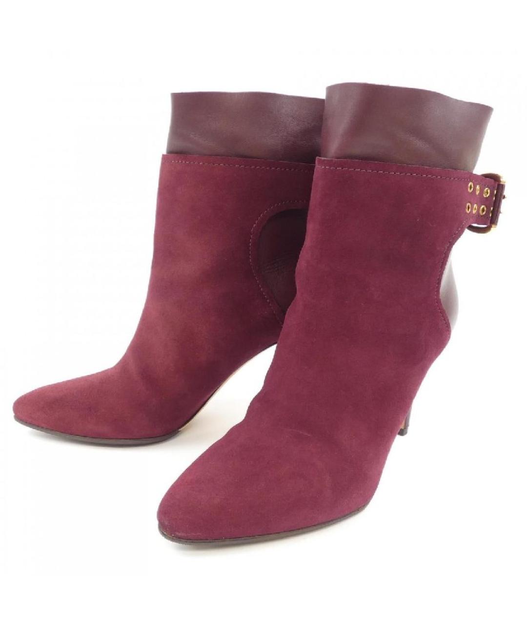 JIMMY CHOO Бордовые замшевые полусапоги, фото 2