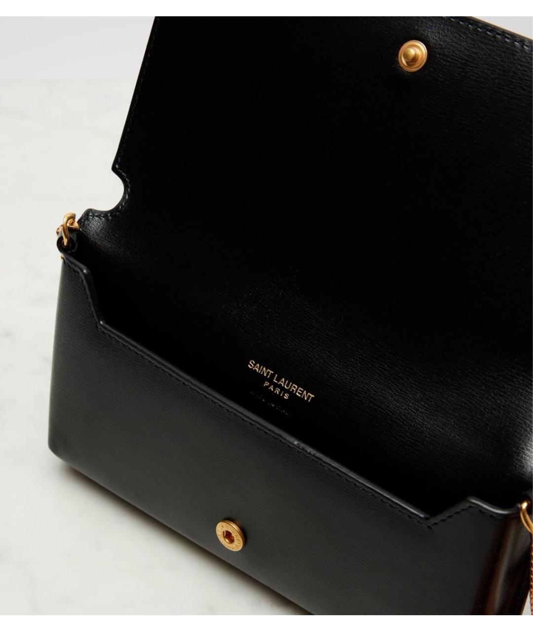 SAINT LAURENT Черная кожаная сумка через плечо, фото 4