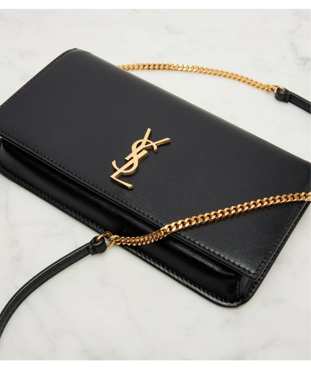 SAINT LAURENT Черная кожаная сумка через плечо, фото 8