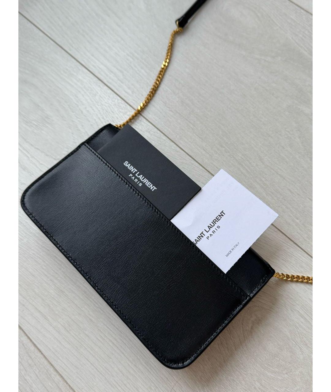 SAINT LAURENT Черная кожаная сумка через плечо, фото 6