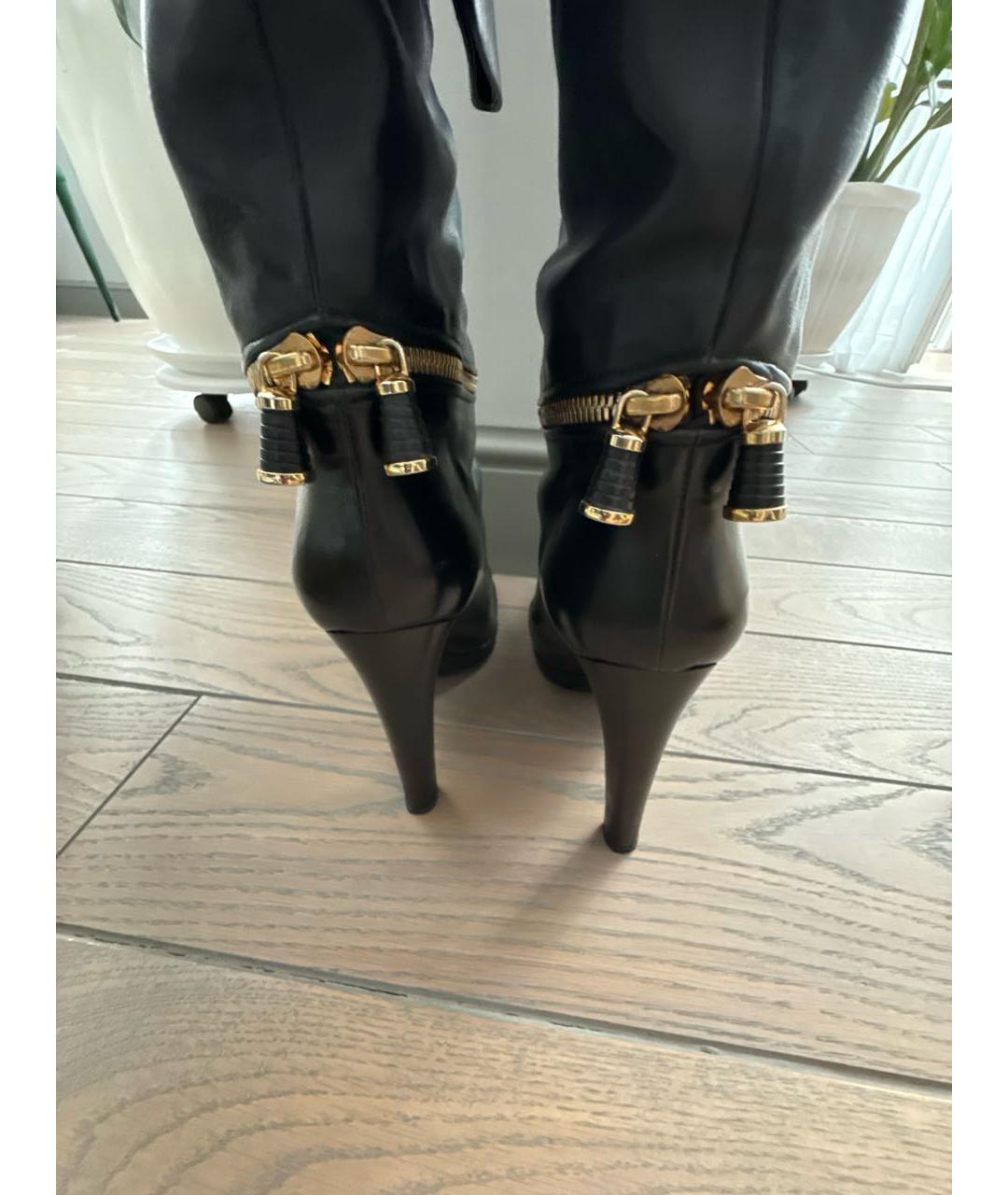 SERGIO ROSSI Черные кожаные ботфорты, фото 4