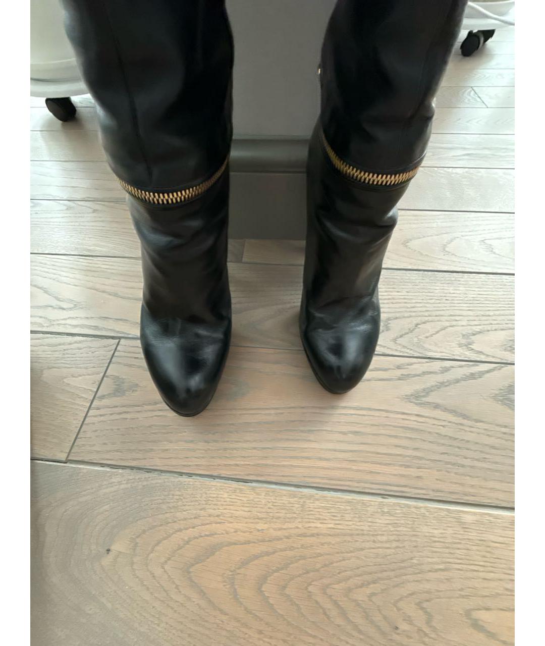 SERGIO ROSSI Черные кожаные ботфорты, фото 2