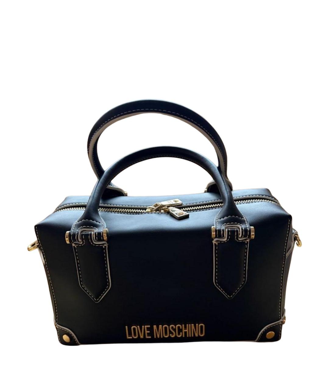 LOVE MOSCHINO Черная кожаная сумка с короткими ручками, фото 1