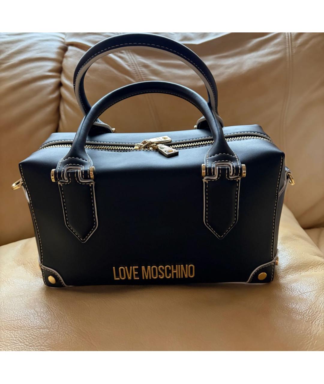 LOVE MOSCHINO Черная кожаная сумка с короткими ручками, фото 5