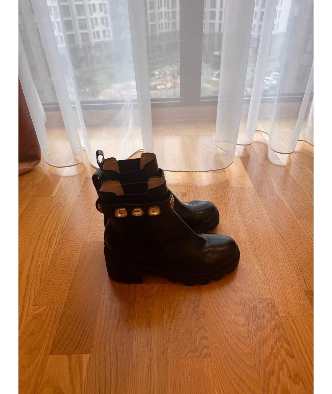 GUCCI Черные кожаные ботинки, фото 2