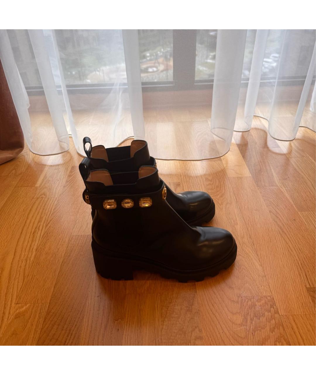 GUCCI Черные кожаные ботинки, фото 3
