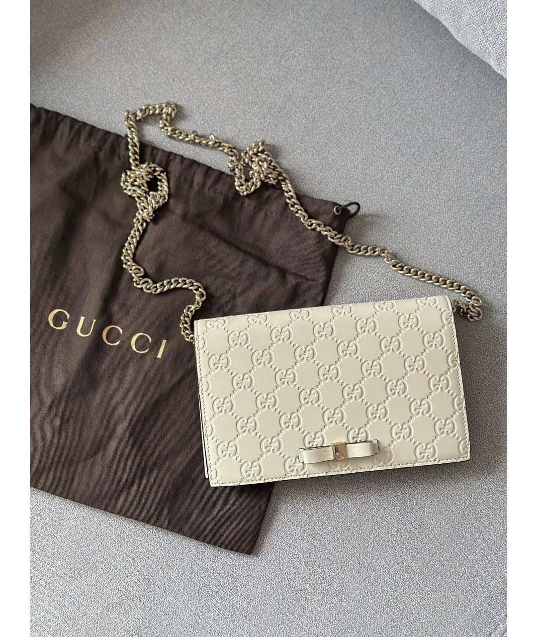 GUCCI Бежевая кожаная сумка через плечо, фото 2