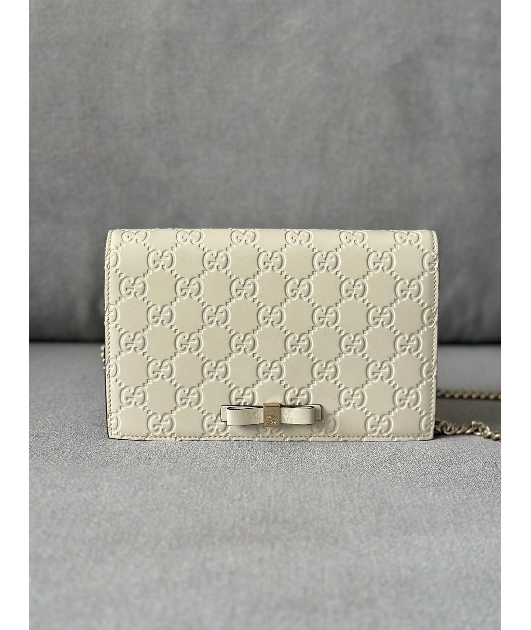 GUCCI Бежевая кожаная сумка через плечо, фото 3