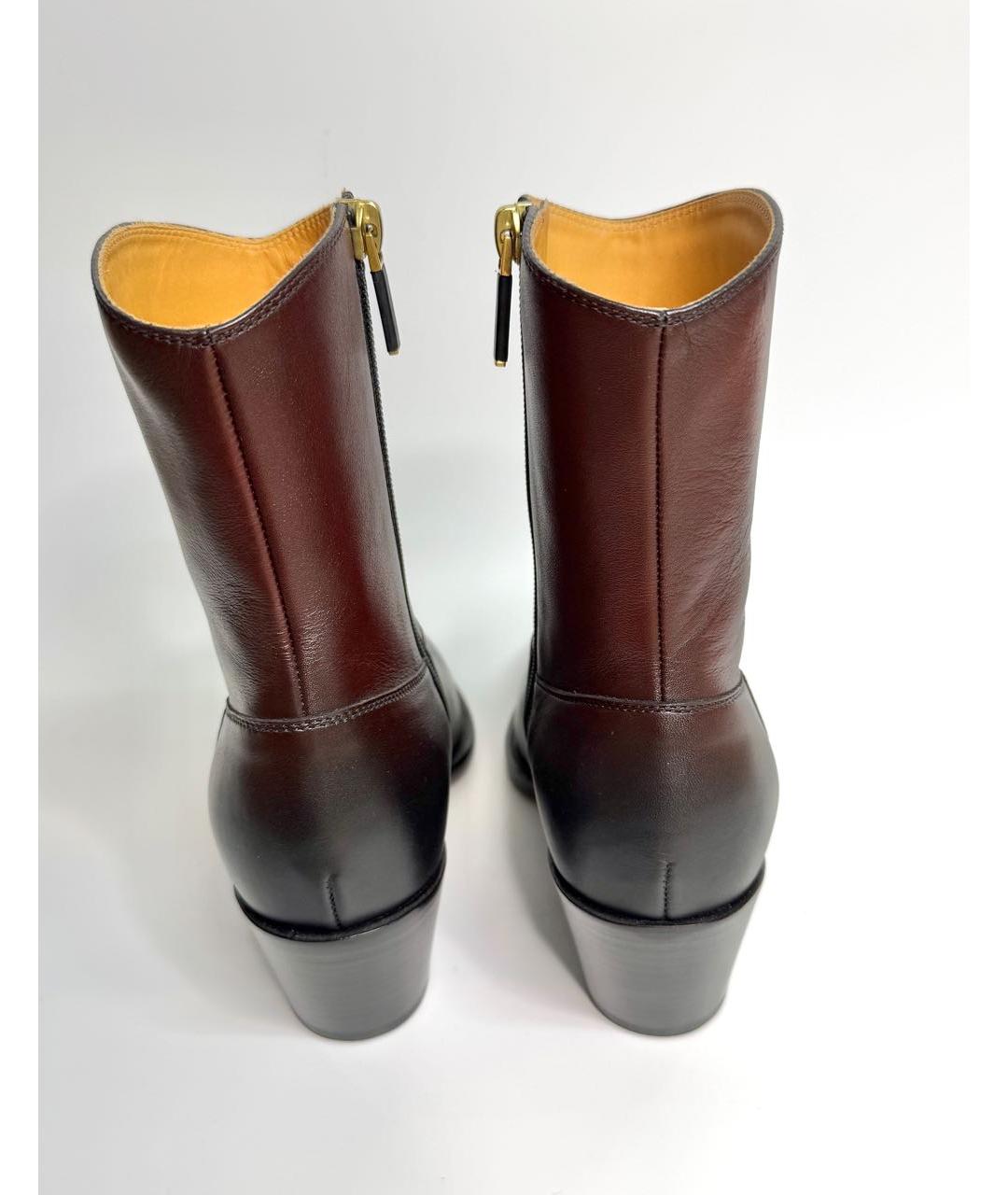 CHRISTIAN DIOR Бордовые кожаные ботильоны, фото 4