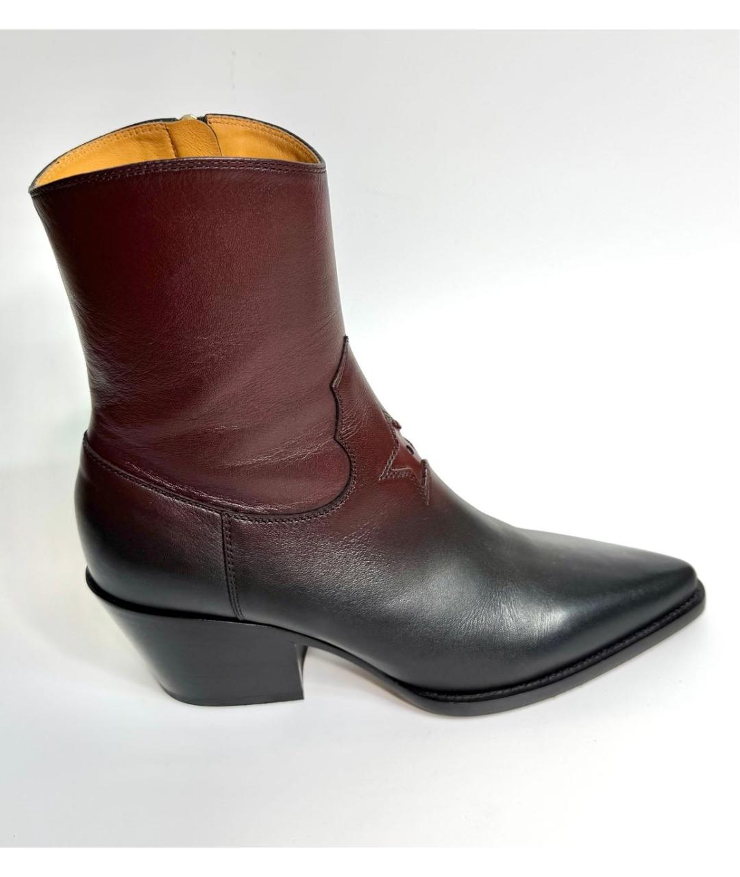 CHRISTIAN DIOR Бордовые кожаные ботильоны, фото 5