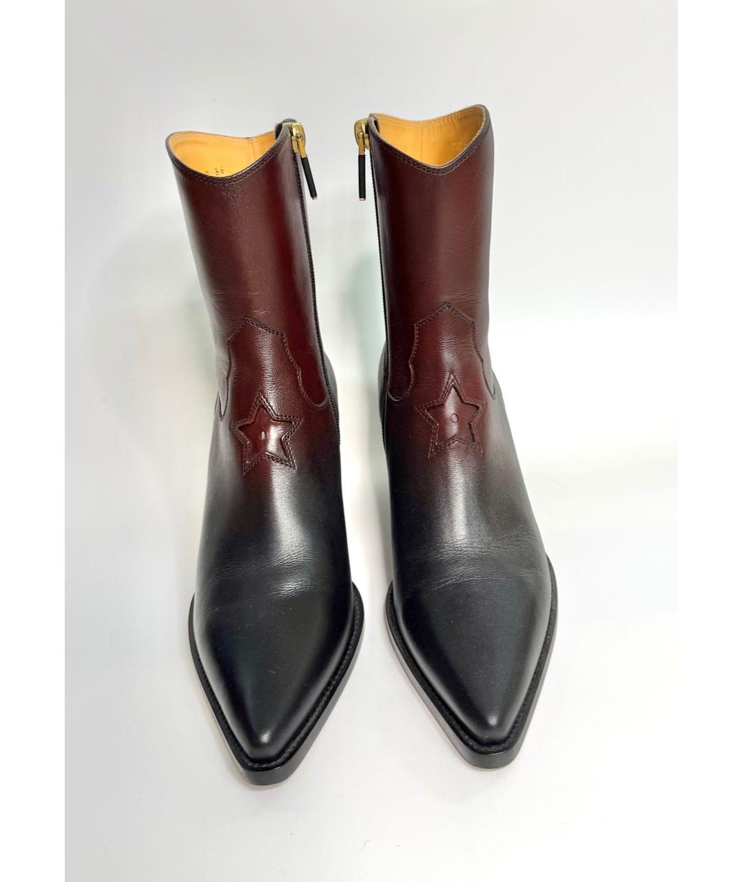 CHRISTIAN DIOR Бордовые кожаные ботильоны, фото 2