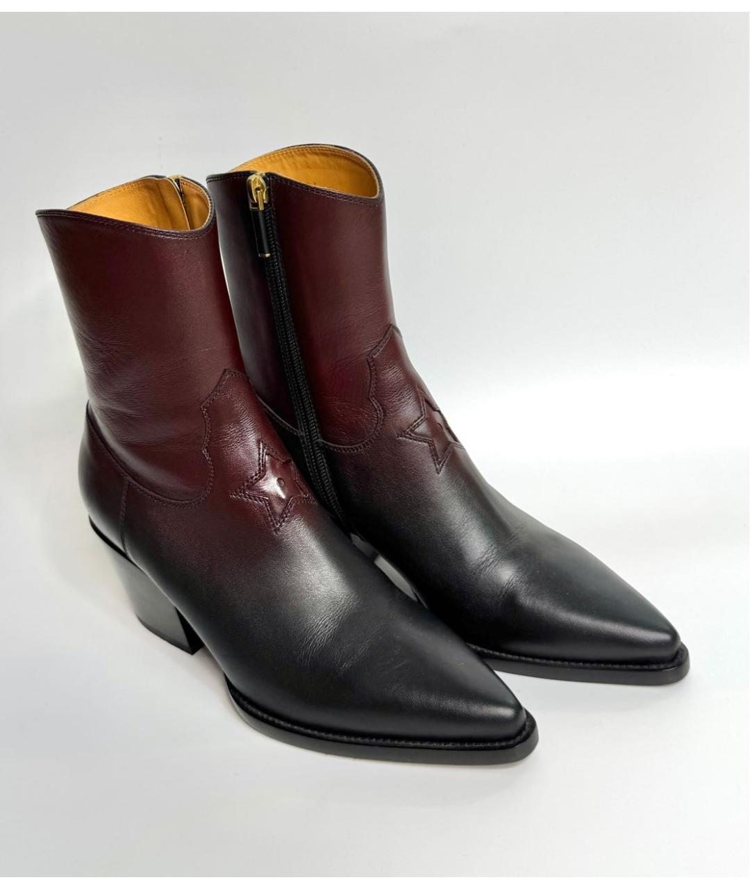 CHRISTIAN DIOR Бордовые кожаные ботильоны, фото 3