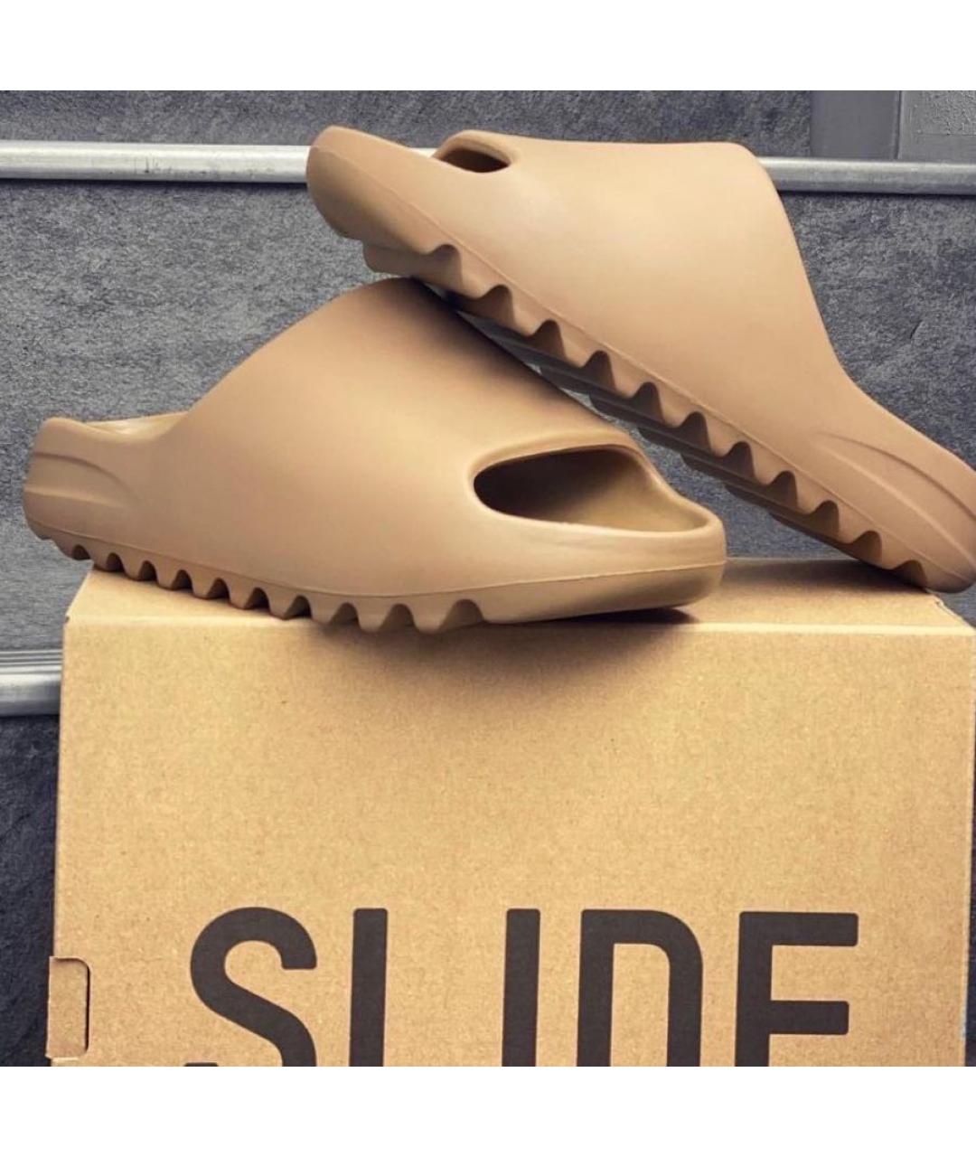 ADIDAS YEEZY Бежевые резиновые шлепанцы, фото 2