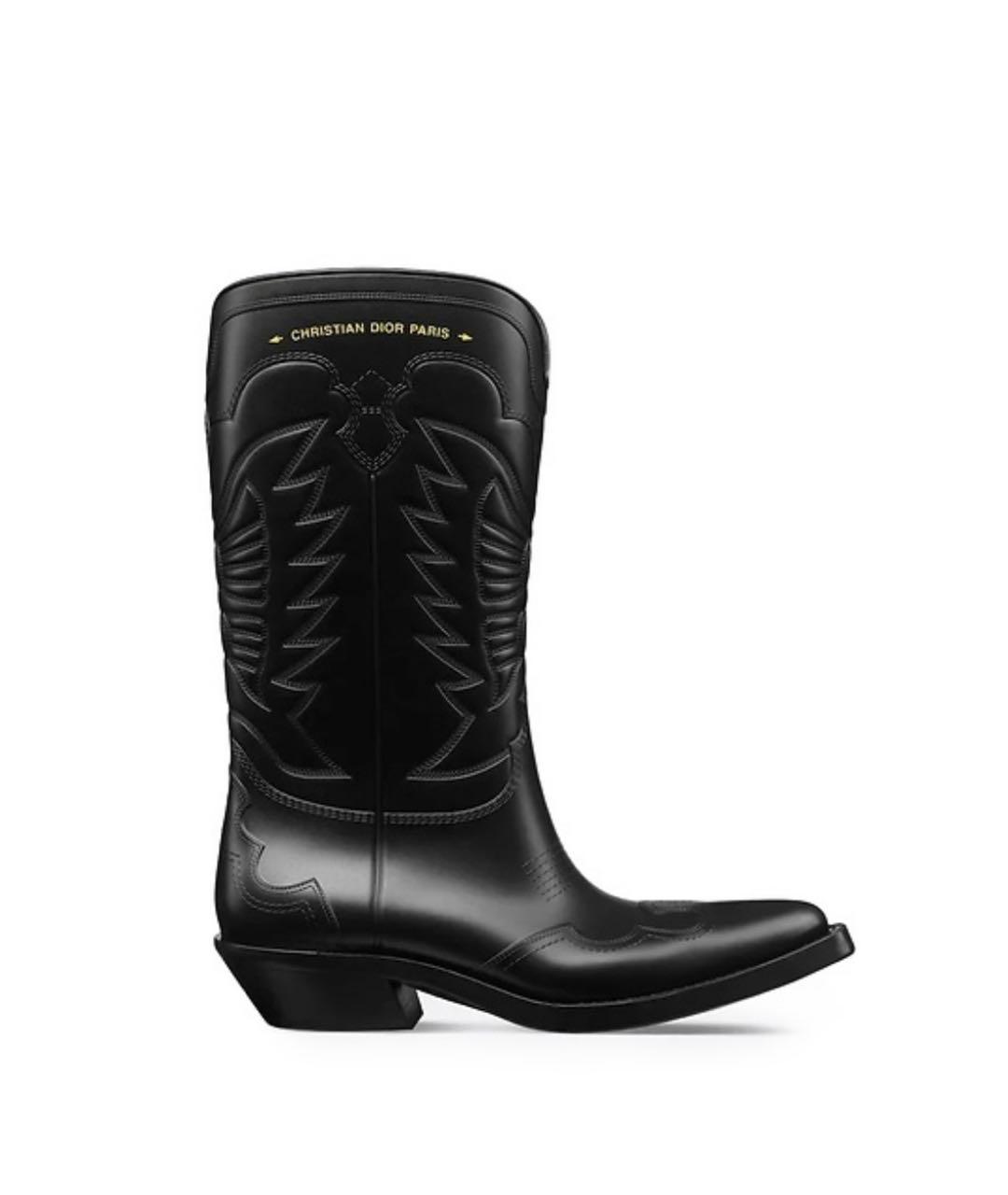 CHRISTIAN DIOR Черные кожаные сапоги, фото 4