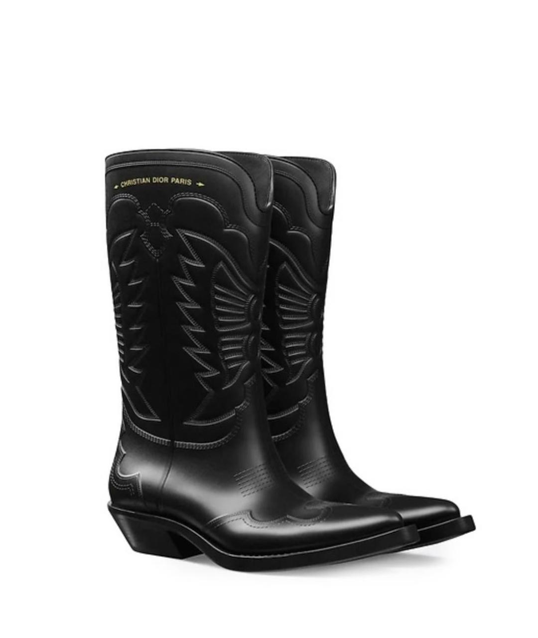 CHRISTIAN DIOR Черные кожаные сапоги, фото 2
