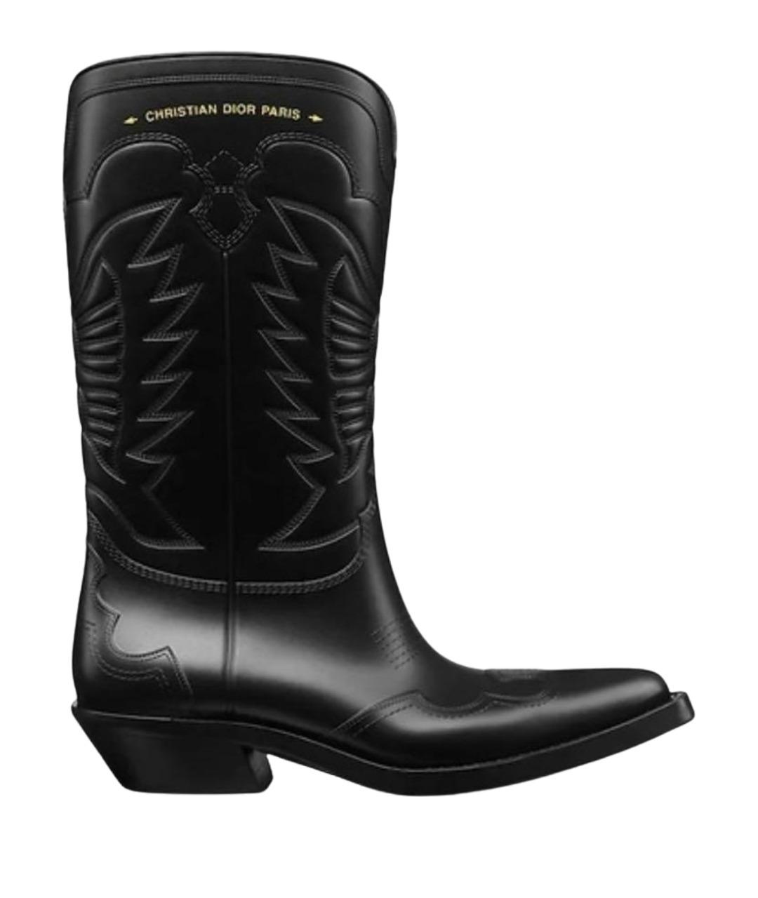 CHRISTIAN DIOR Черные кожаные сапоги, фото 1