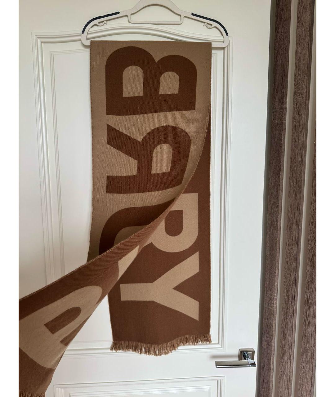 BURBERRY Коричневый шерстяной шарф, фото 5