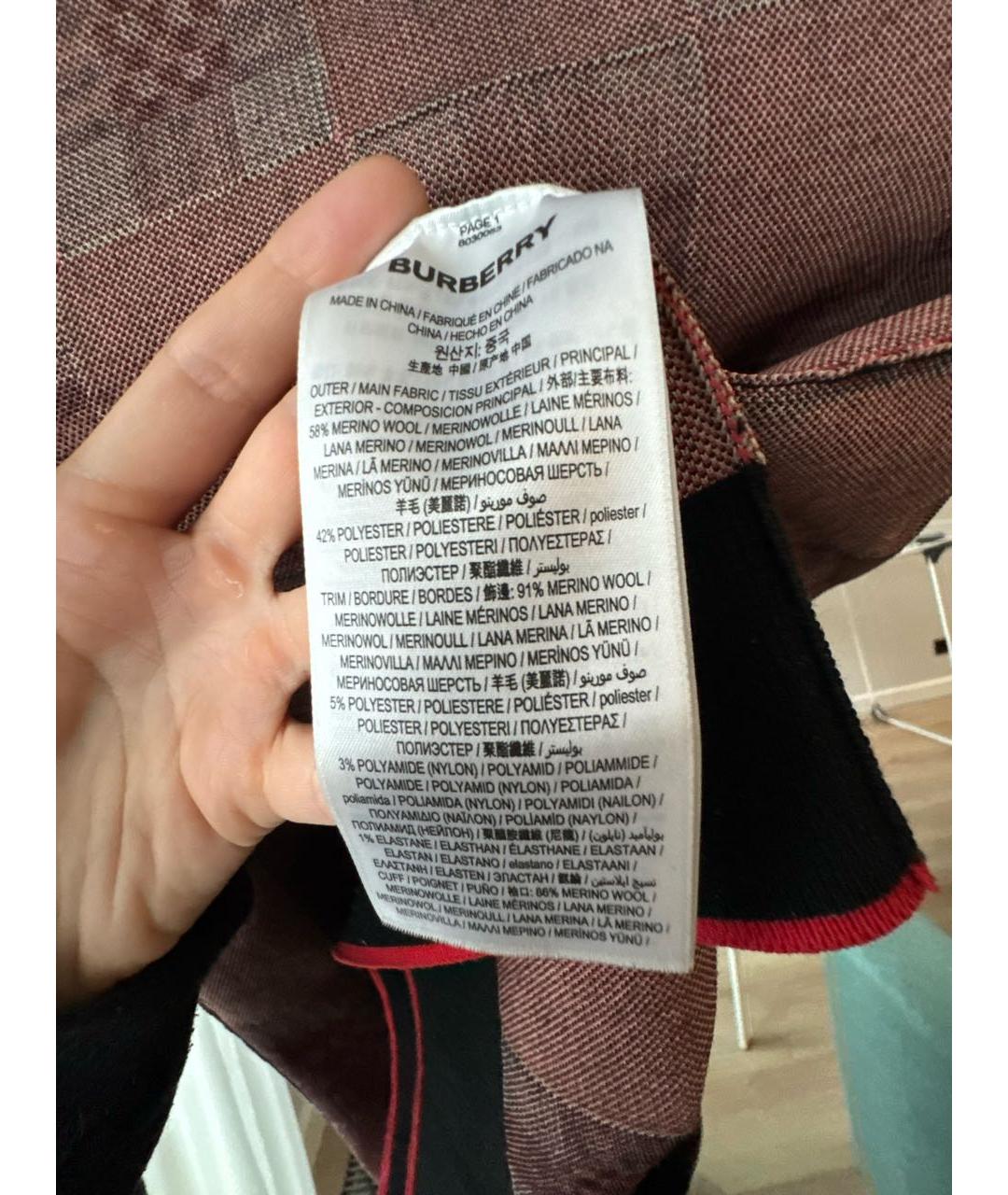 BURBERRY Красная шерстяная футболка, фото 4