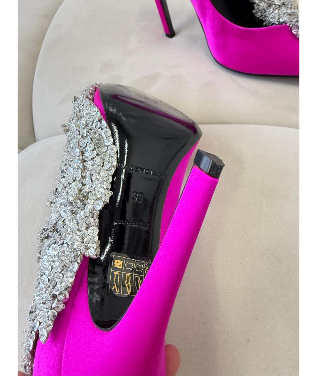 BALENCIAGA Фуксия текстильные туфли, фото 4