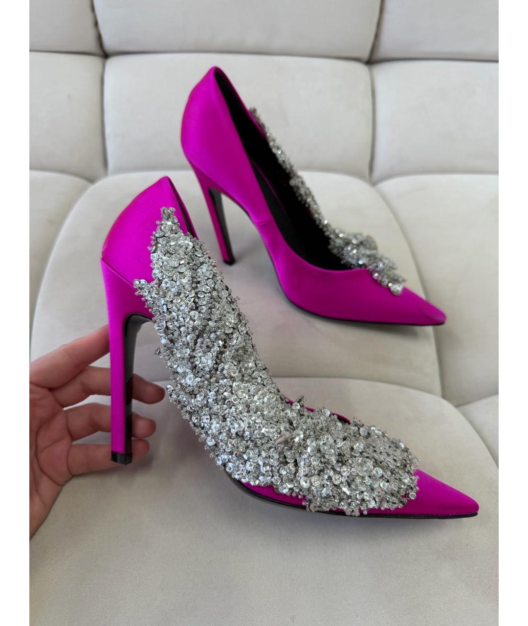 BALENCIAGA Фуксия текстильные туфли, фото 5