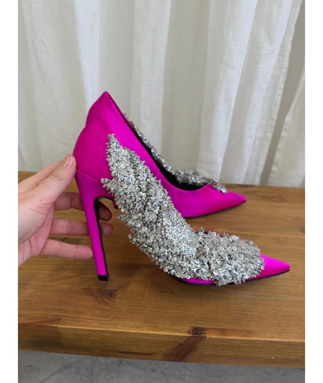 BALENCIAGA Фуксия текстильные туфли, фото 2