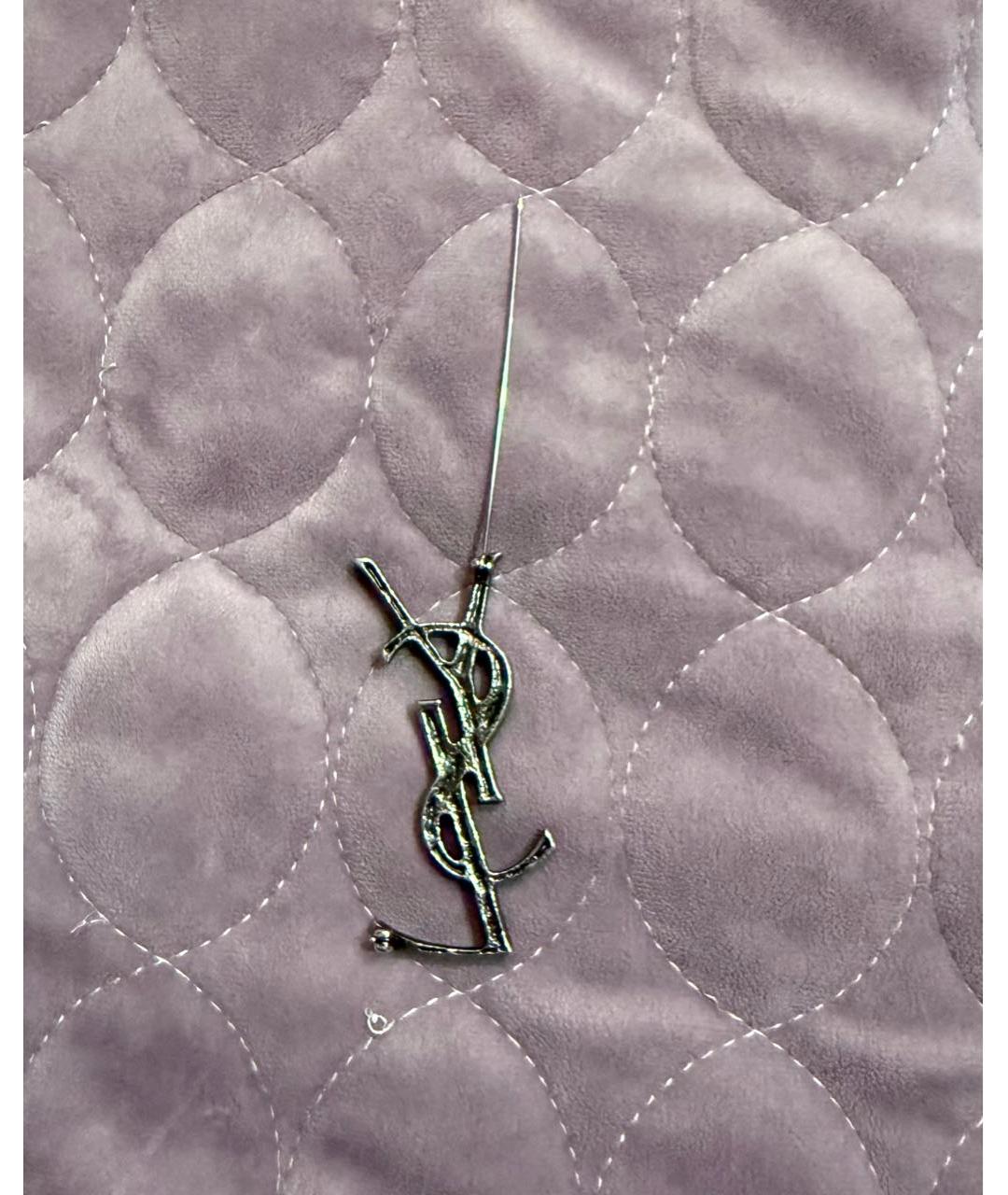 SAINT LAURENT Антрацитовая латунная булавка / брошь, фото 3