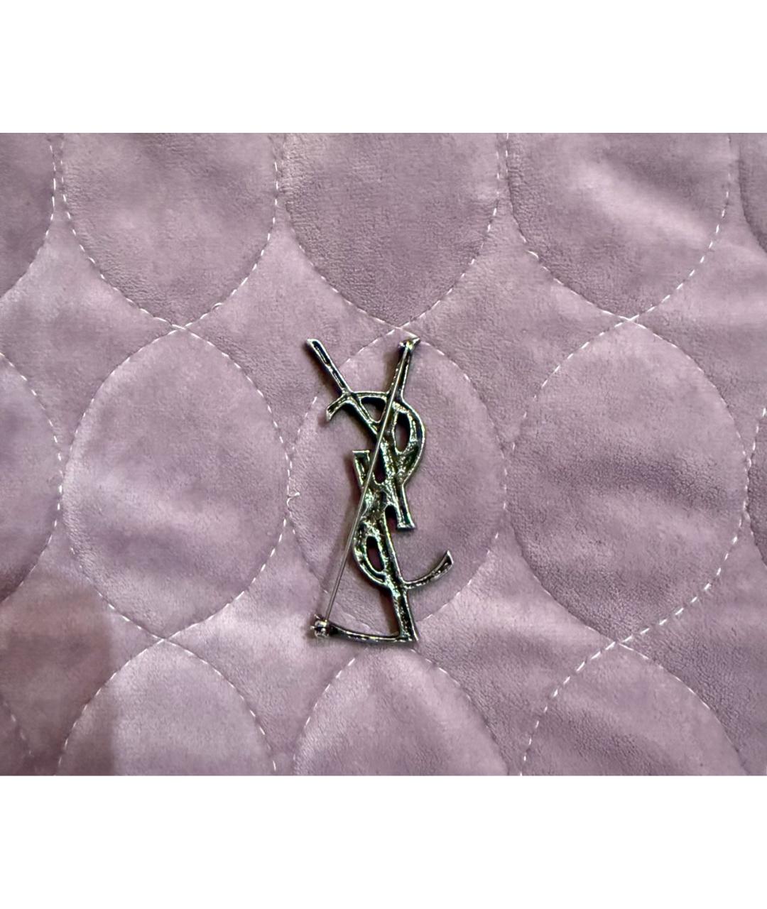 SAINT LAURENT Антрацитовая латунная булавка / брошь, фото 2