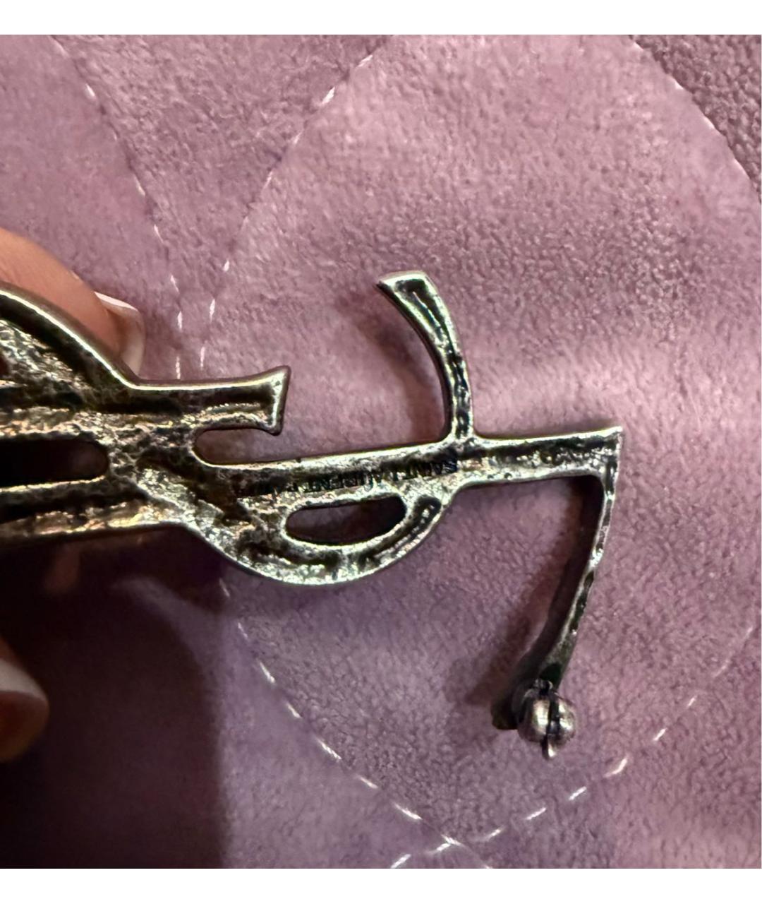 SAINT LAURENT Антрацитовая латунная булавка / брошь, фото 4