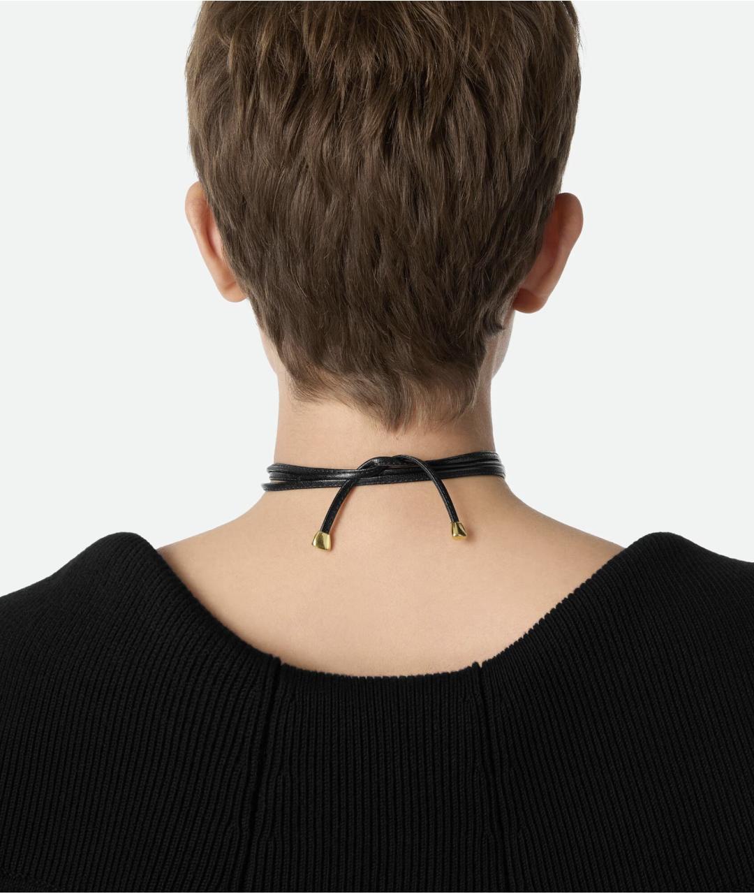 BOTTEGA VENETA Черное серебряное колье, фото 6