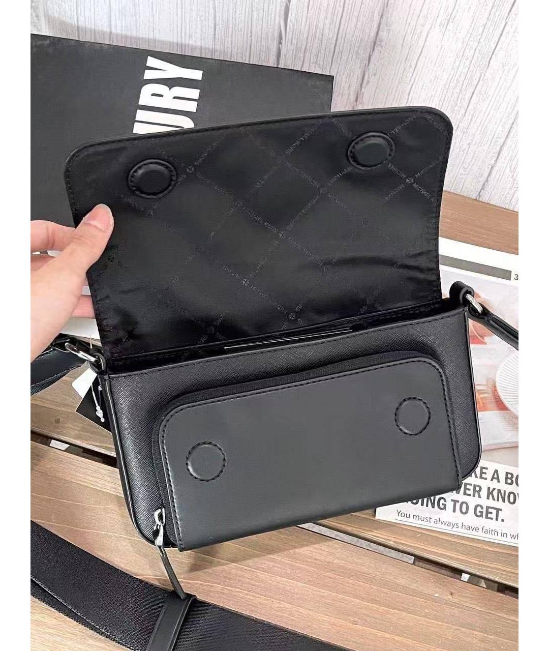 MICHAEL KORS Черная кожаная сумка на плечо, фото 5