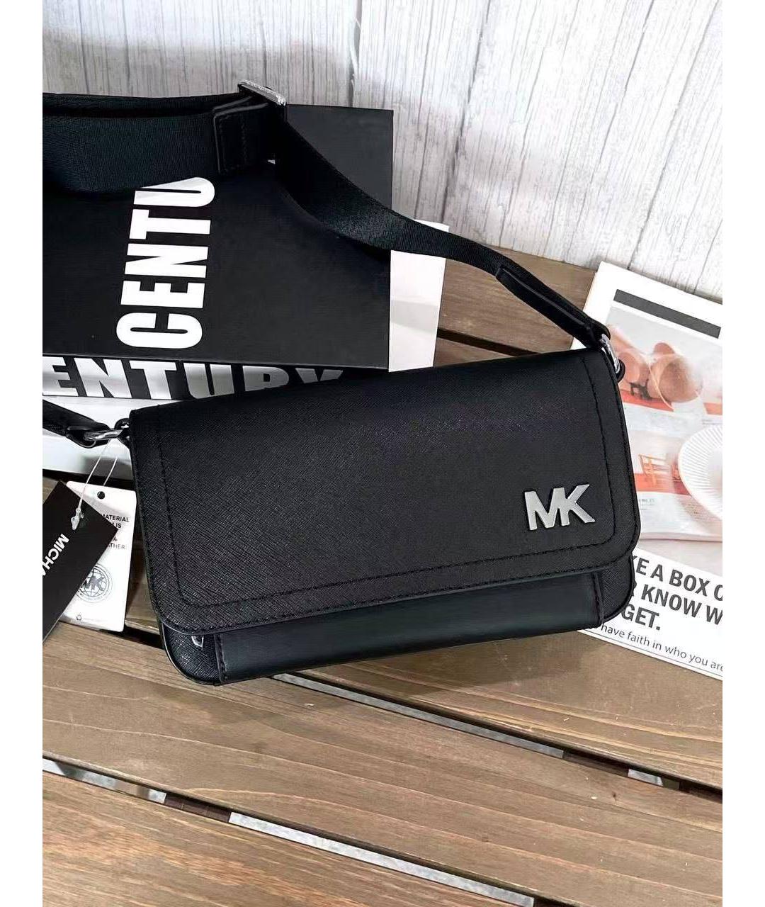 MICHAEL KORS Черная кожаная сумка на плечо, фото 6