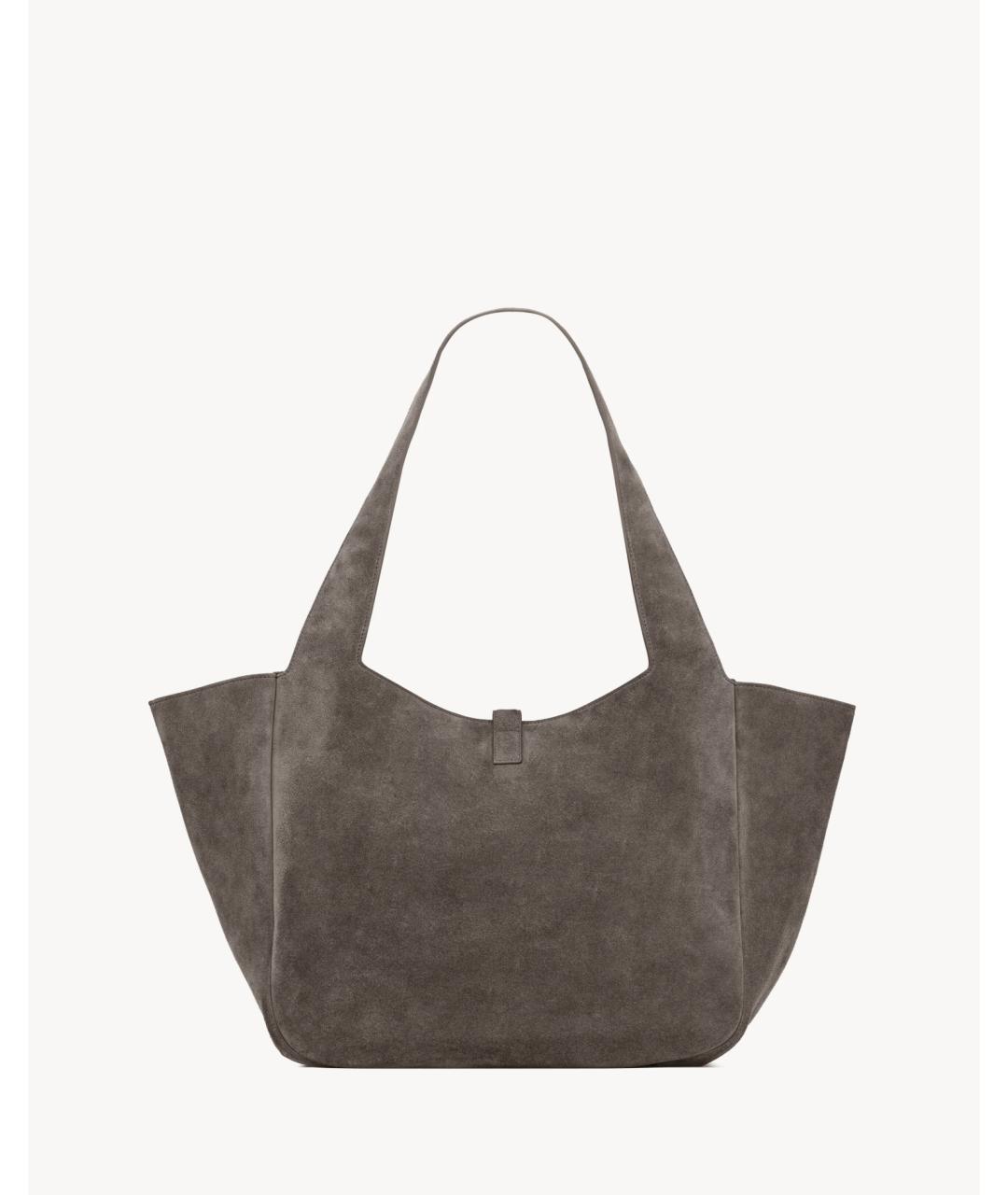 SAINT LAURENT Серая замшевая сумка тоут, фото 4