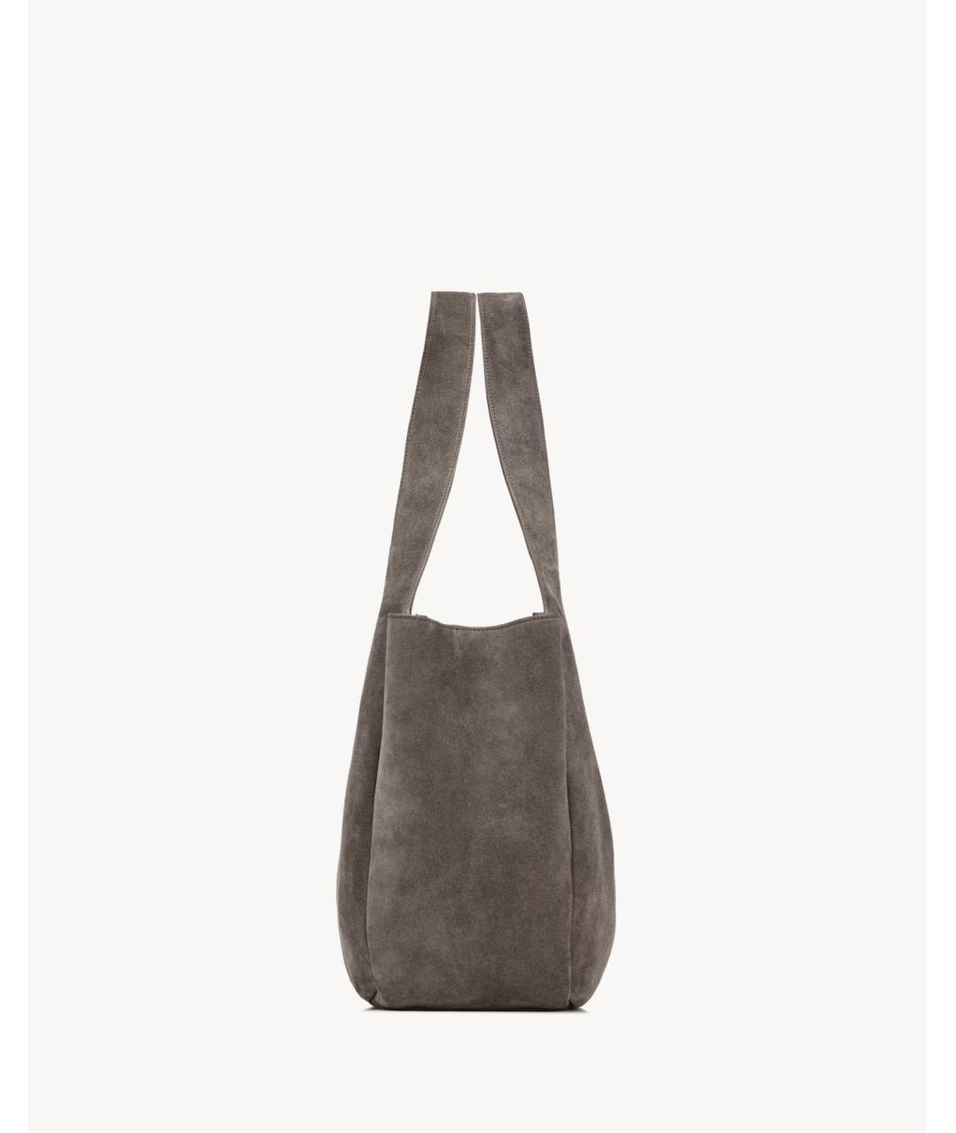 SAINT LAURENT Серая замшевая сумка тоут, фото 5