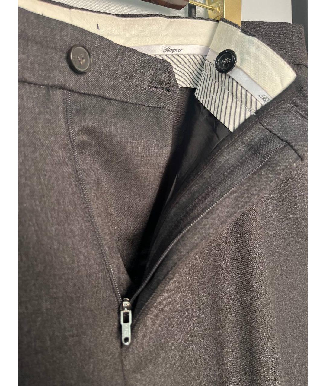 BOGNER Антрацитовые шерстяные классические брюки, фото 3