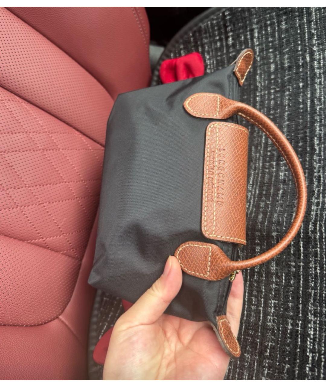 LONGCHAMP Черная тканевая сумка с короткими ручками, фото 5