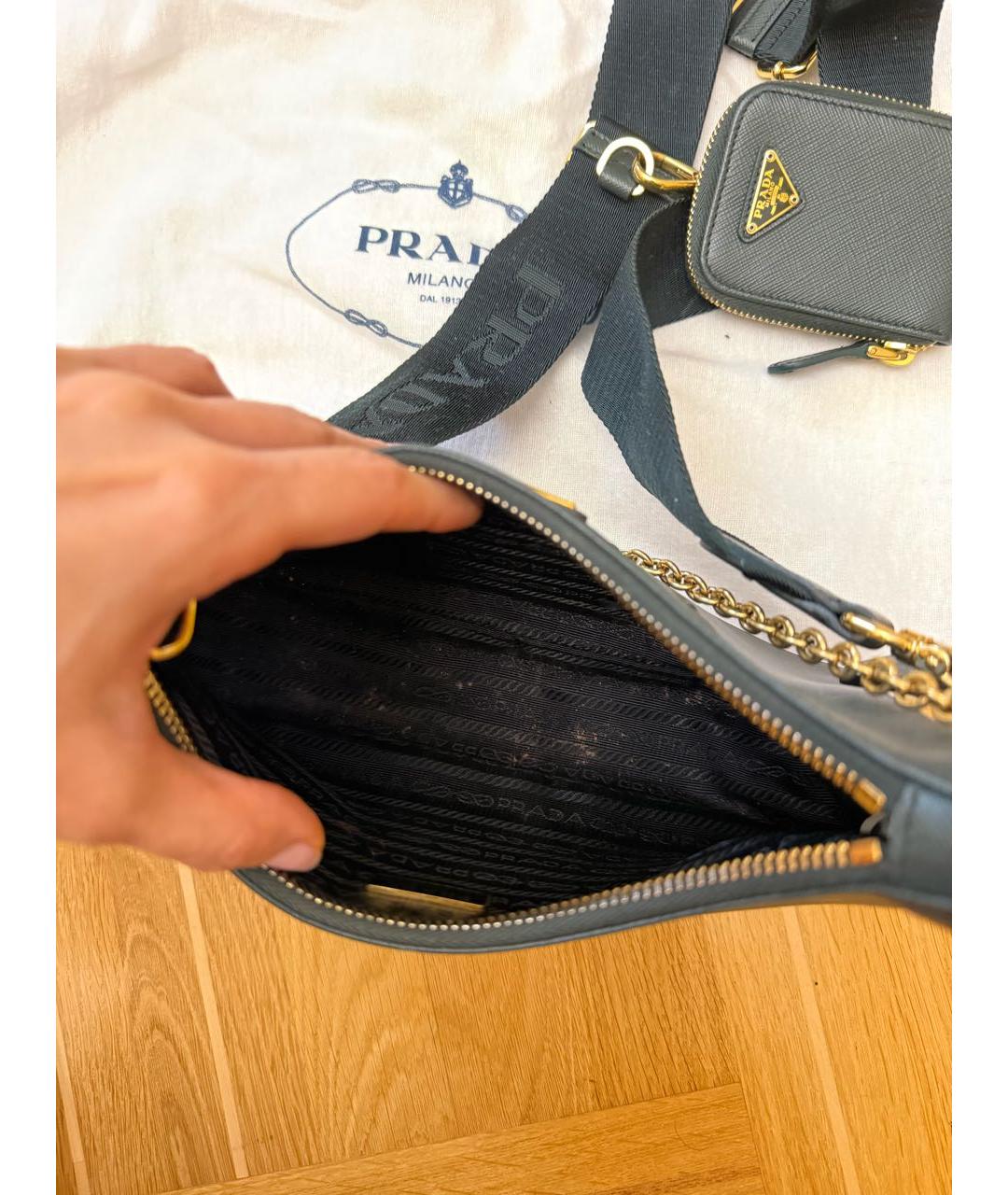 PRADA Черная кожаная сумка через плечо, фото 7