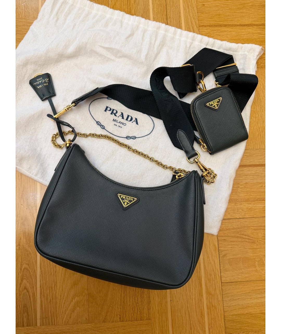 PRADA Черная кожаная сумка через плечо, фото 8