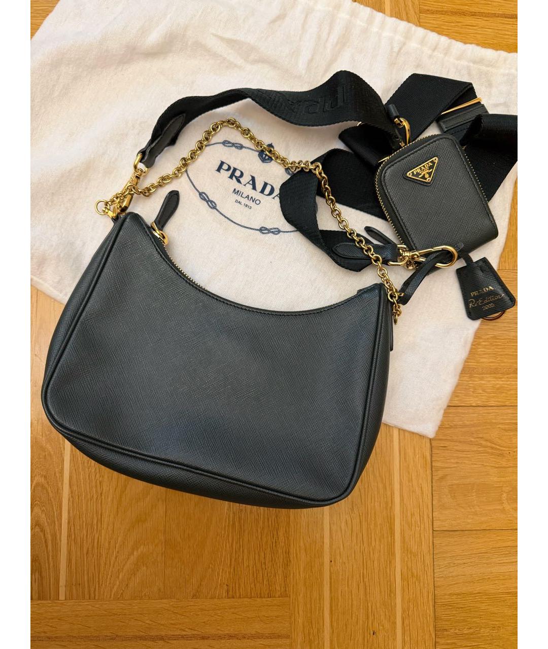 PRADA Черная кожаная сумка через плечо, фото 5